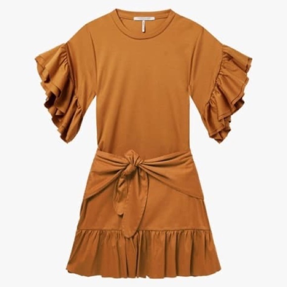 Scotch & Soda Rust Ruffle Jersey Dress - Picture 2 of 13